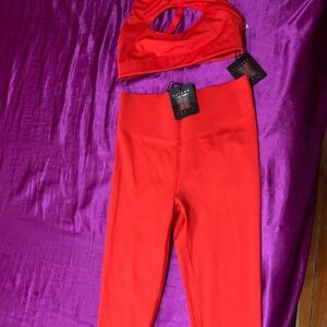 Savage X Fenty Red High-Waist Leggings and Sports Bra Set